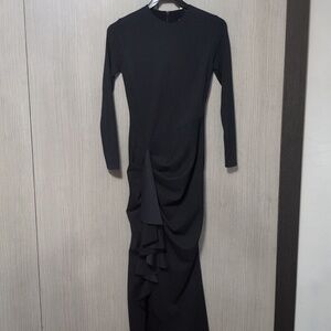 Club L London Elegant Black Ruched Dress